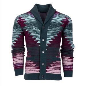 Greyson NWT Ottawa Shawl Cardigan Sweater Aztec Print Men's Size Medium Wool